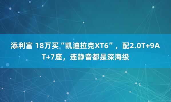 添利富 18万买“凯迪拉克XT6”，配2.0T+9AT+7座，连静音都是深海级