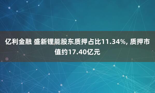 亿利金融 盛新锂能股东质押占比11.34%, 质押市值约17.40亿元